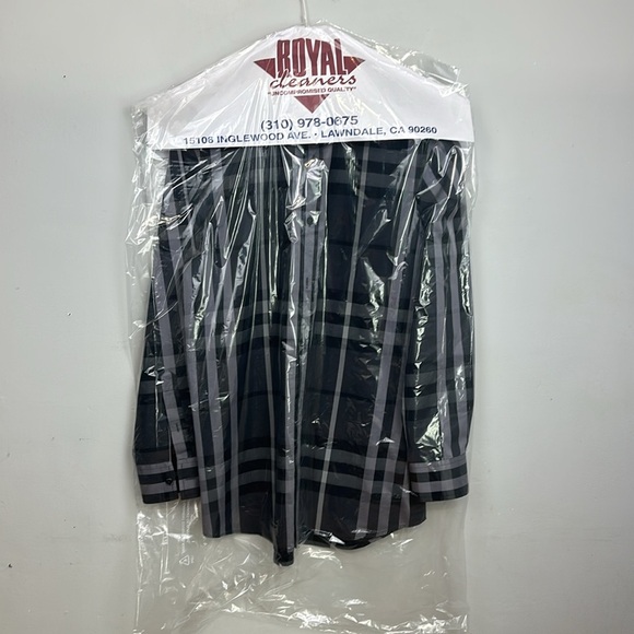 Burberry London Treyforth Charcoal Gray Check Button-Down Shirt Tailored Fit - Picture 12 of 17